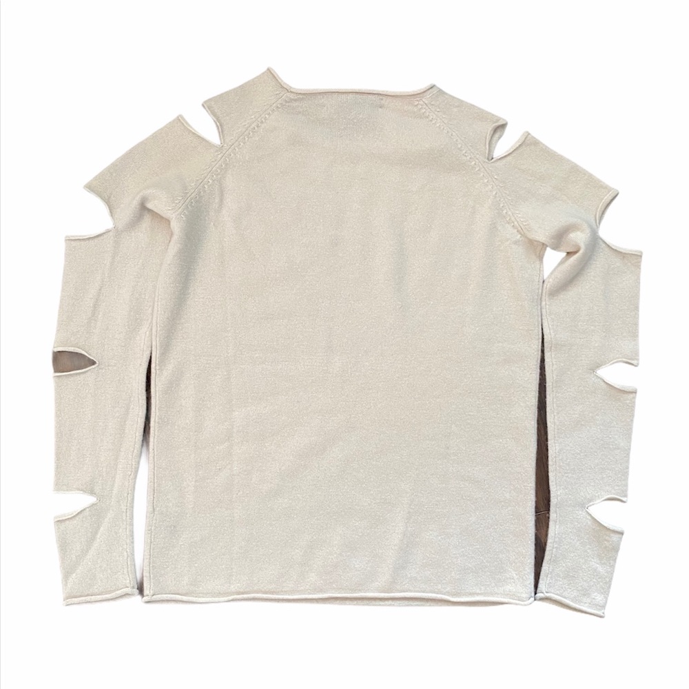 360 Cashmere Cream Cutout Cashmere Sweater Extra Small - Picture 3 of 11